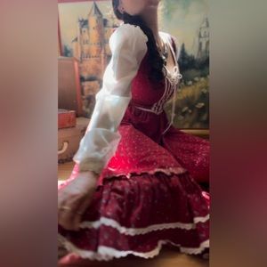 Authentic 1970’s vintage Red Floral Calico Gunne Sax dress